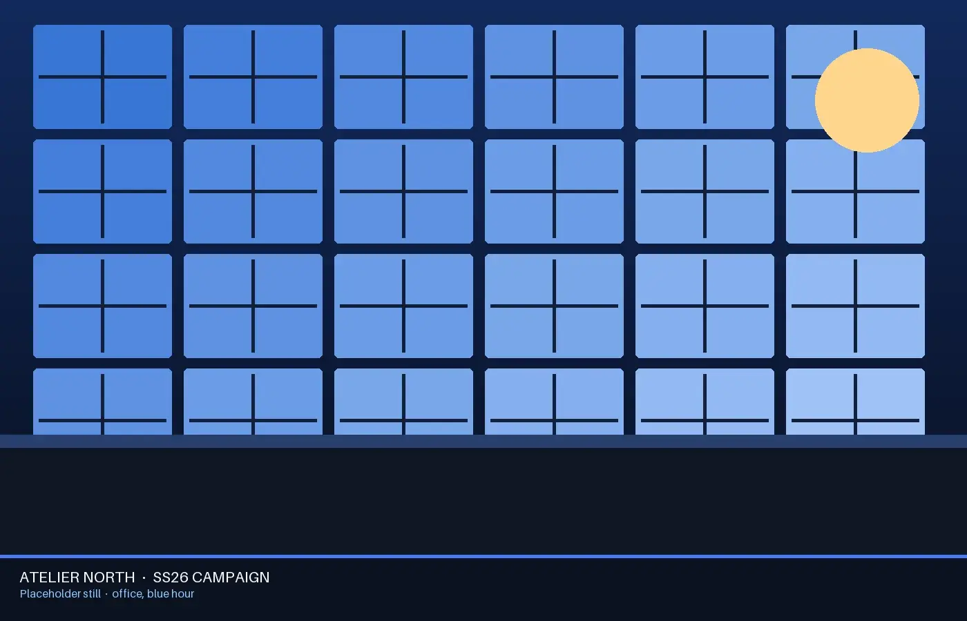 Blue-hour office campaign placeholder